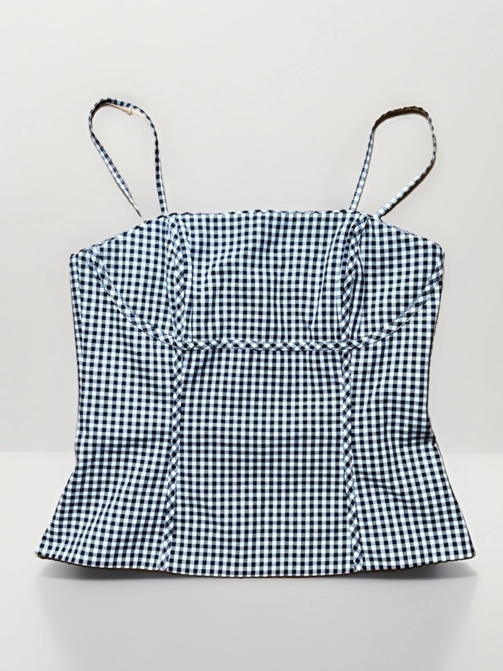 White House Black Market 10 Gingham Corset Top Bustier Bodice Removable Strap